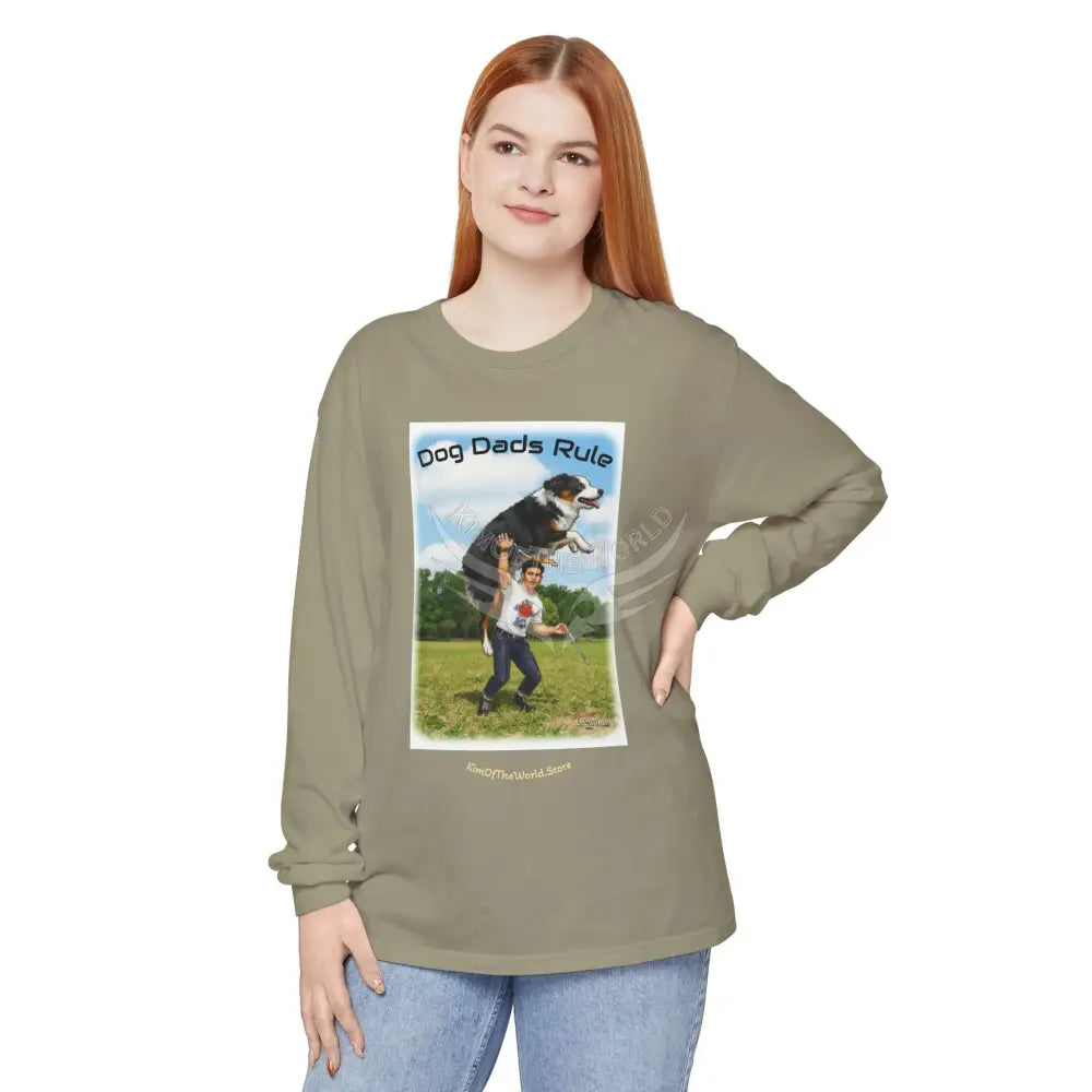 Giant Dog Men’s Tee ’Dog Dads Rule’ Long Sleeve Tee Long-sleeve