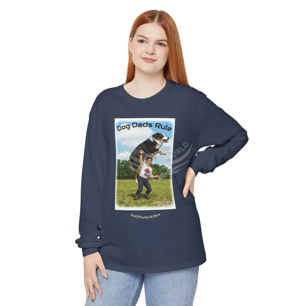 Giant Dog Men’s Tee ’Dog Dads Rule’ Long Sleeve Tee Long-sleeve