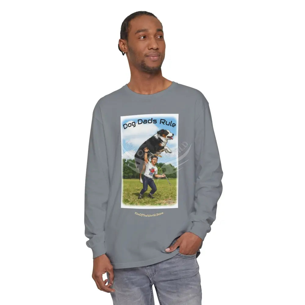 Giant Dog Men’s Tee ’Dog Dads Rule’ Long Sleeve Tee Long-sleeve