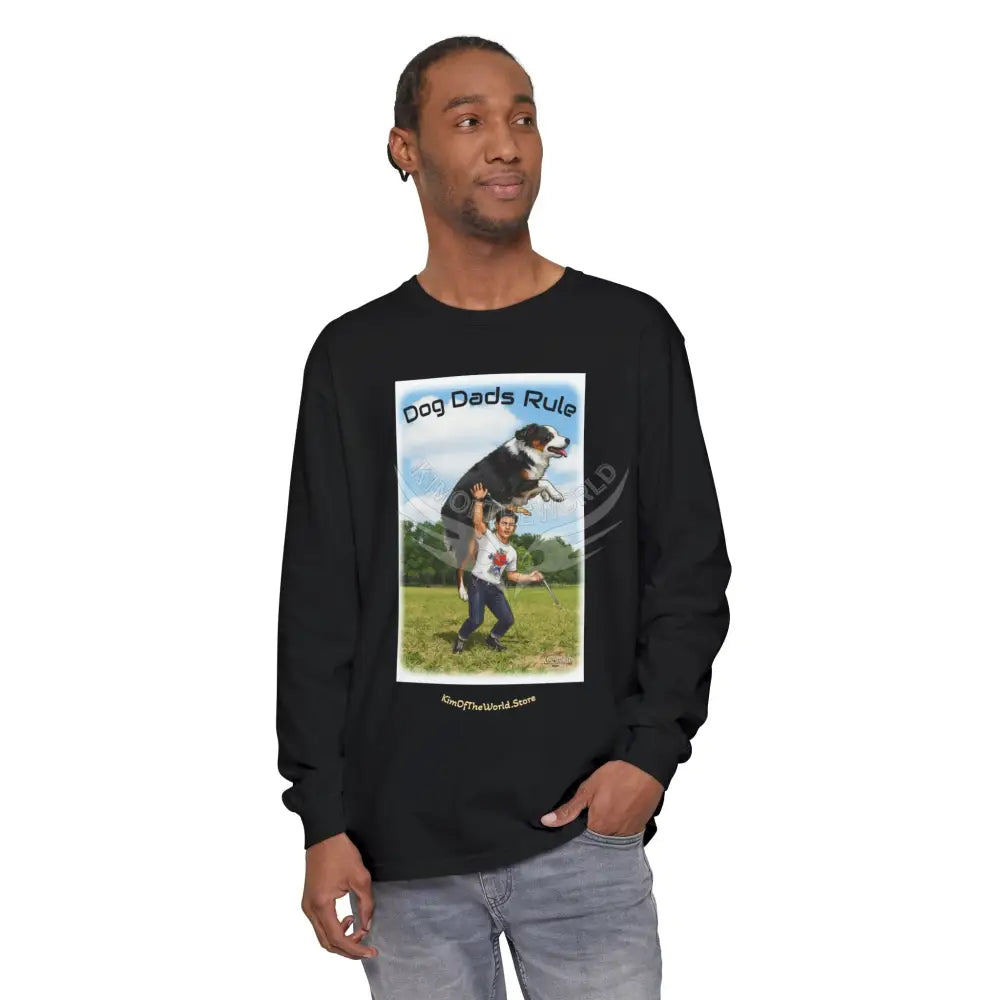 Giant Dog Men’s Tee ’Dog Dads Rule’ Long Sleeve Tee Long-sleeve