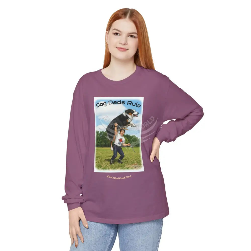Giant Dog Men’s Tee ’Dog Dads Rule’ Long Sleeve Tee Long-sleeve