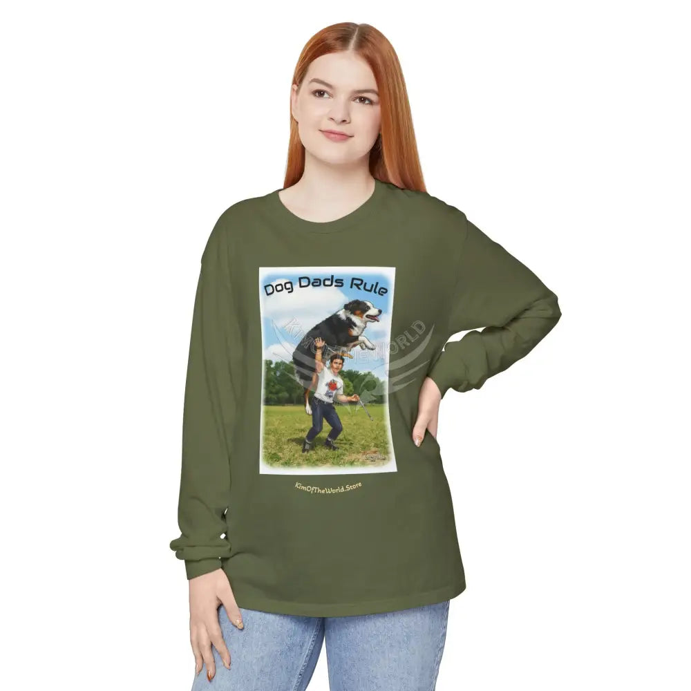 Giant Dog Men’s Tee ’Dog Dads Rule’ Long Sleeve Tee Long-sleeve