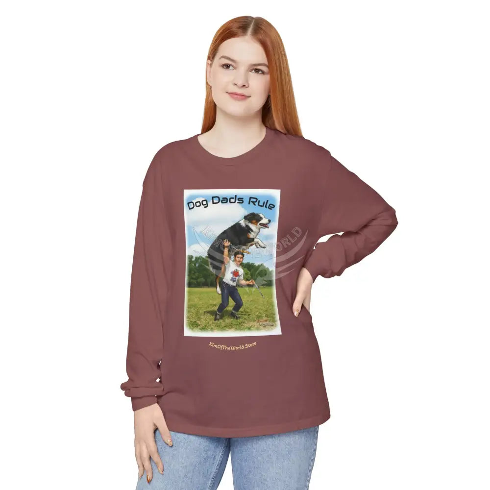 Giant Dog Men’s Tee ’Dog Dads Rule’ Long Sleeve Tee Long-sleeve