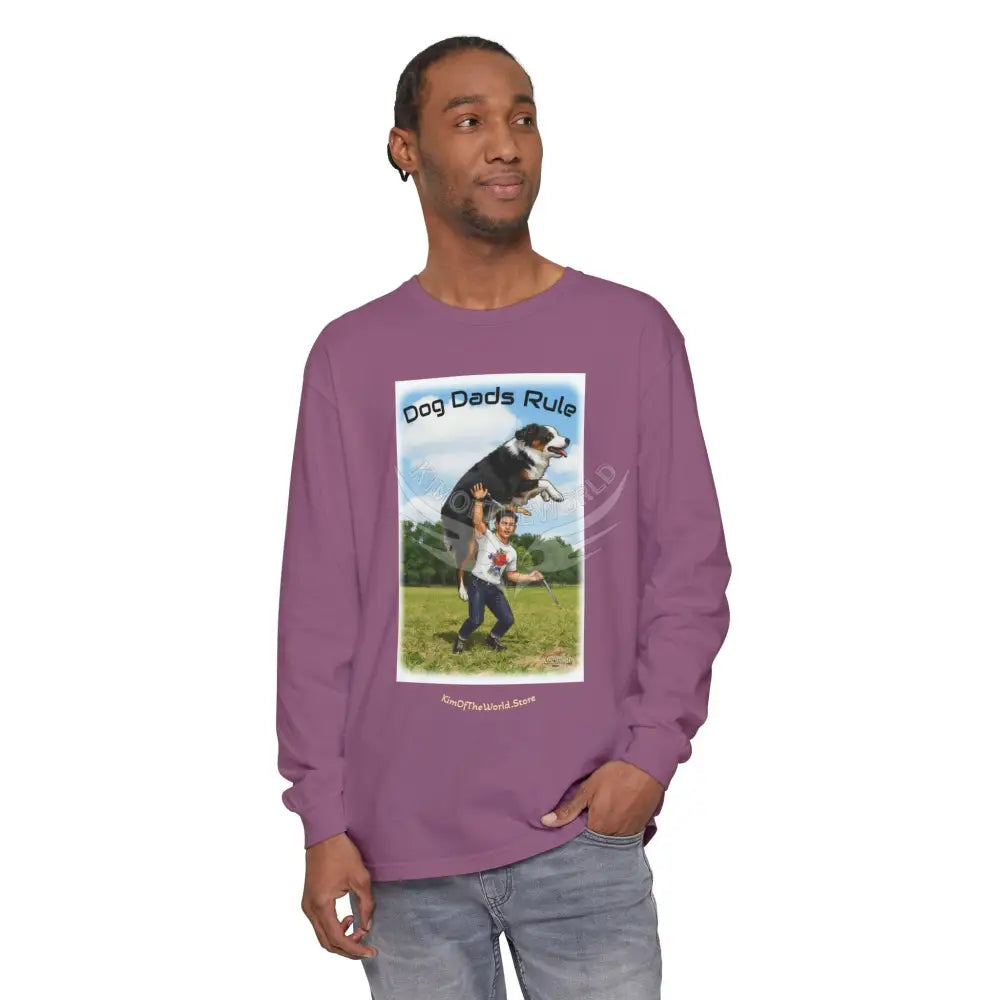 Giant Dog Men’s Tee ’Dog Dads Rule’ Long Sleeve Tee Long-sleeve