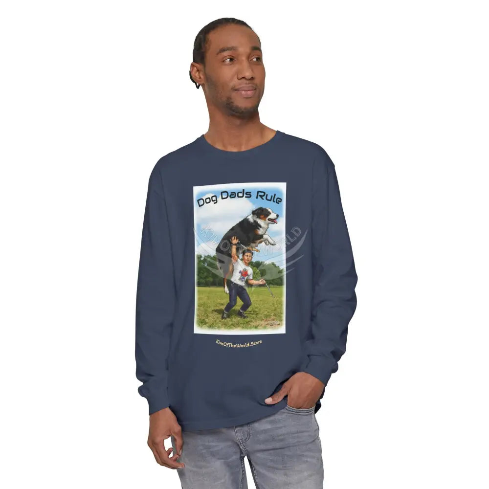 Giant Dog Men’s Tee ’Dog Dads Rule’ Long Sleeve Tee Long-sleeve