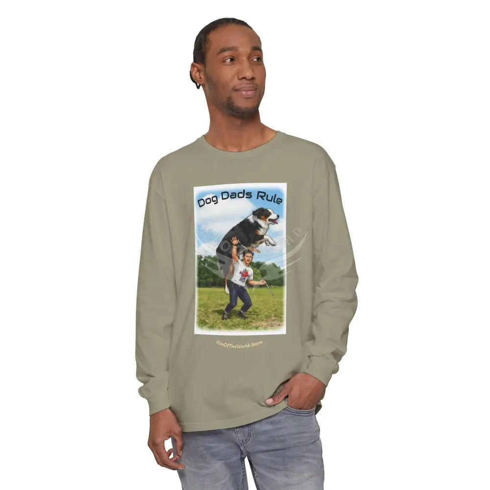 Giant Dog Men’s Tee ’Dog Dads Rule’ Long Sleeve Tee Long-sleeve