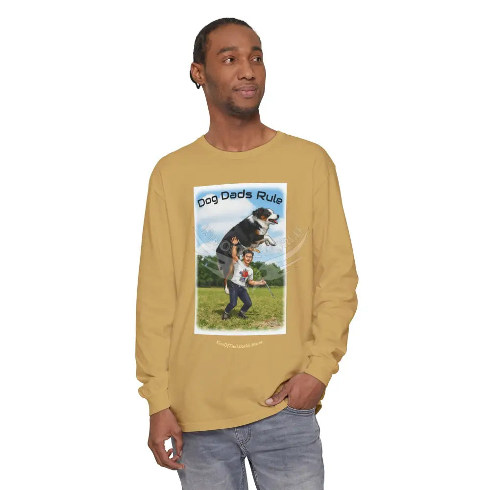 Giant Dog Men’s Tee ’Dog Dads Rule’ Long Sleeve Tee Long-sleeve
