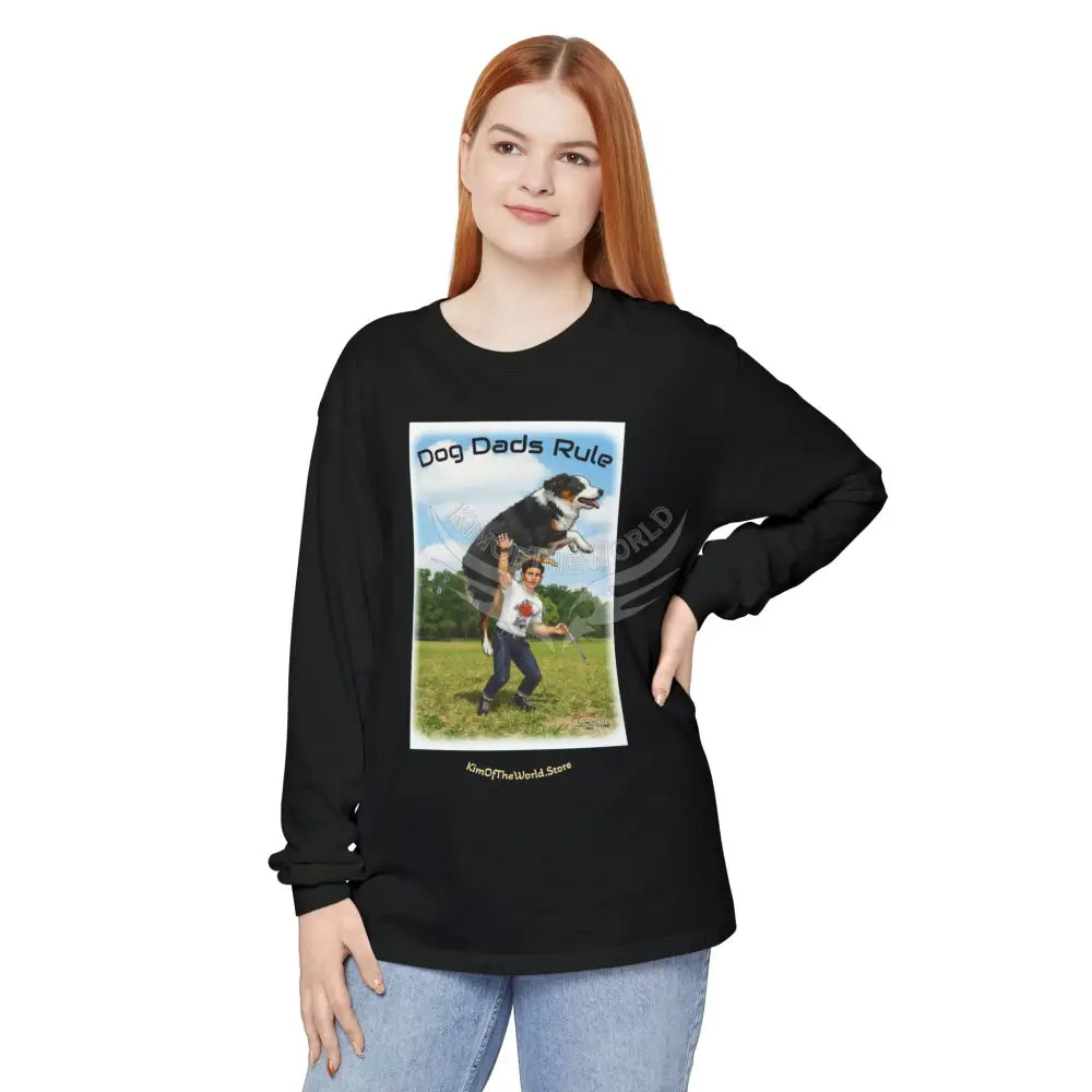 Giant Dog Men’s Tee ’Dog Dads Rule’ Long Sleeve Tee Long-sleeve