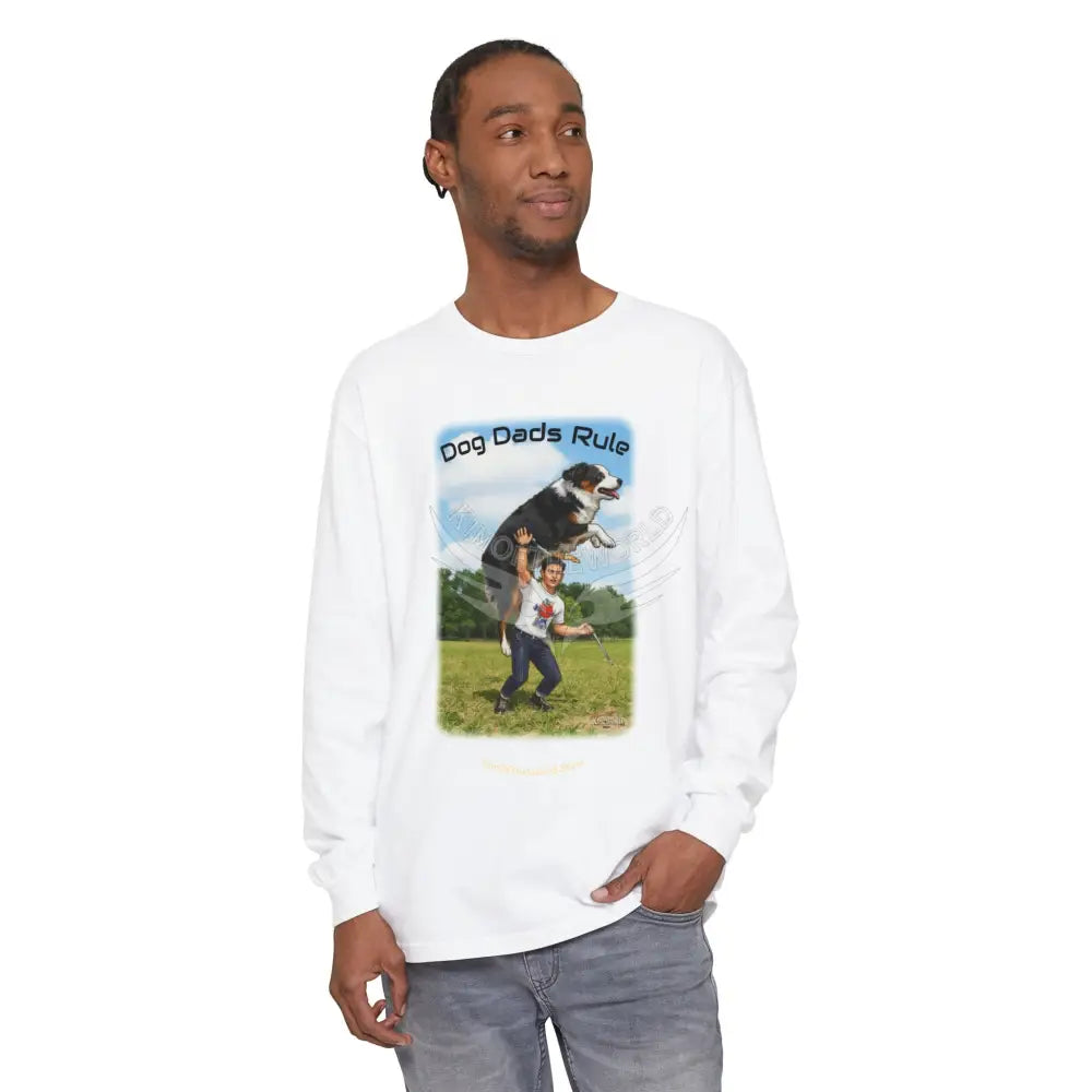 Giant Dog Men’s Tee ’Dog Dads Rule’ Long Sleeve Tee Long-sleeve