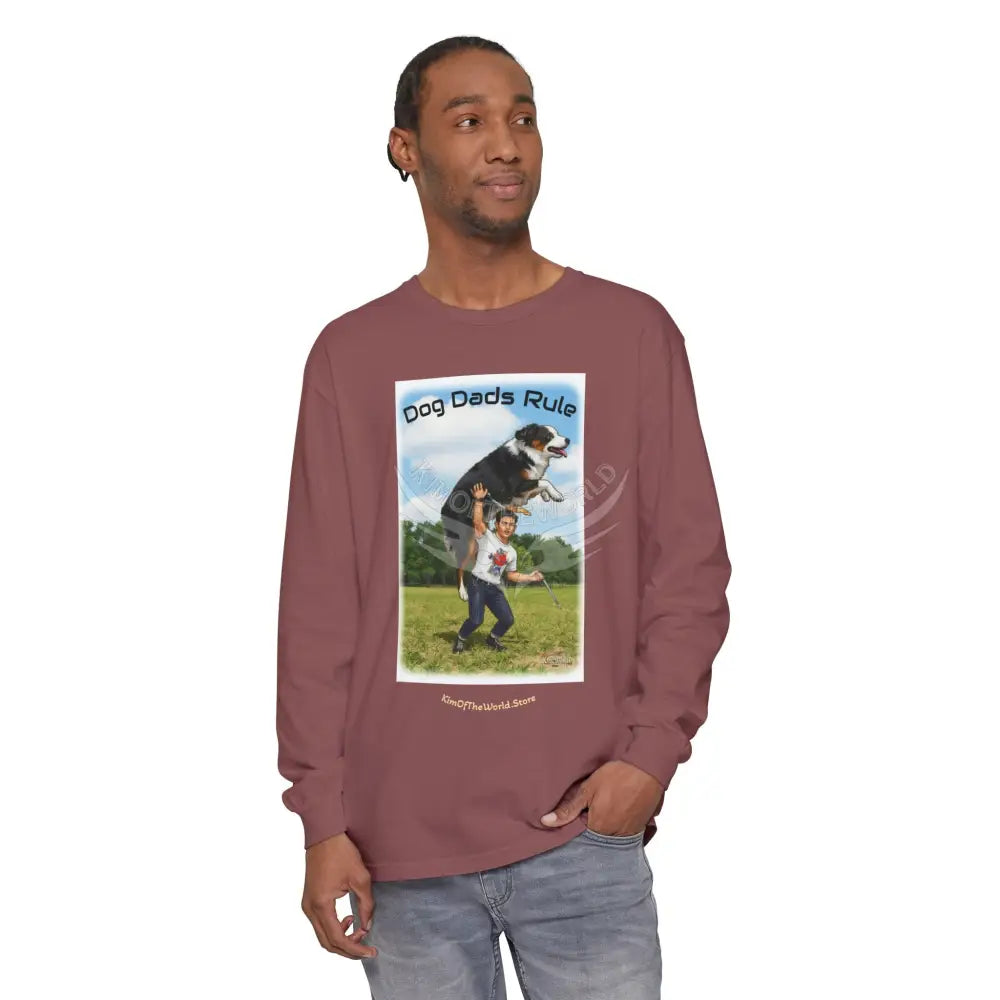 Giant Dog Men’s Tee ’Dog Dads Rule’ Long Sleeve Tee Long-sleeve