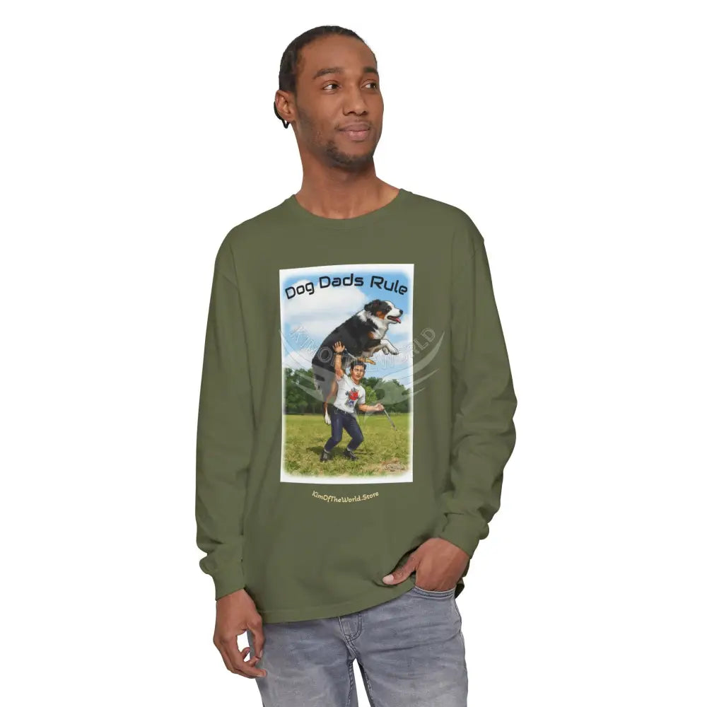 Giant Dog Men’s Tee ’Dog Dads Rule’ Long Sleeve Tee Long-sleeve