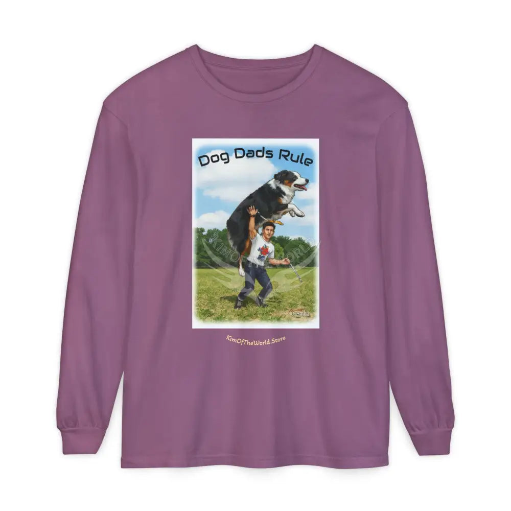 Giant Dog Men’s Tee ’Dog Dads Rule’ Long Sleeve Tee Berry / S Long-sleeve