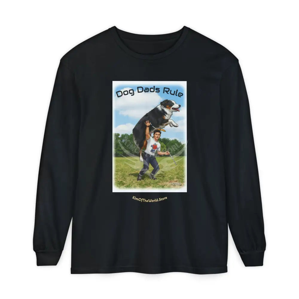 Giant Dog Men’s Tee ’Dog Dads Rule’ Long Sleeve Tee Black / S Long-sleeve