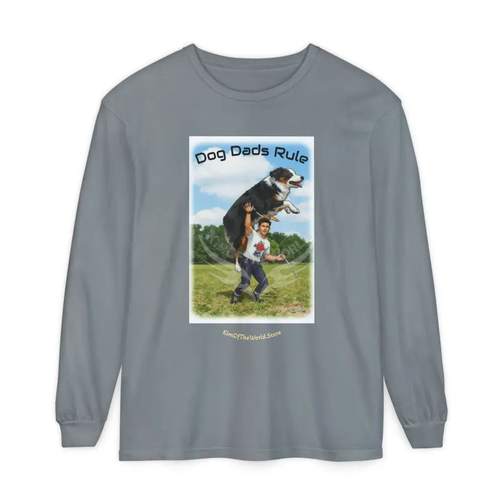 Giant Dog Men’s Tee ’Dog Dads Rule’ Long Sleeve Tee Granite / S Long-sleeve