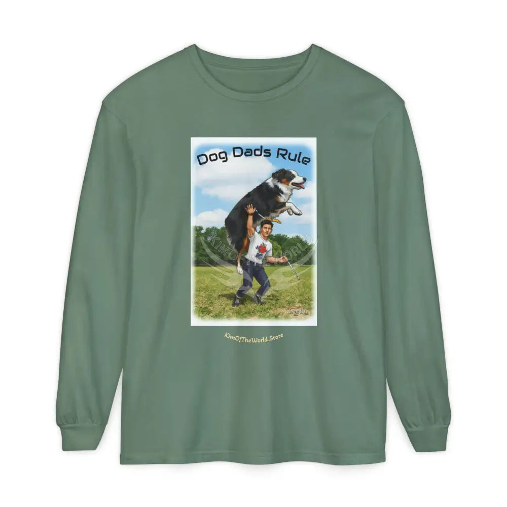 Giant Dog Men’s Tee ’Dog Dads Rule’ Long Sleeve Tee Light Green / S Long-sleeve