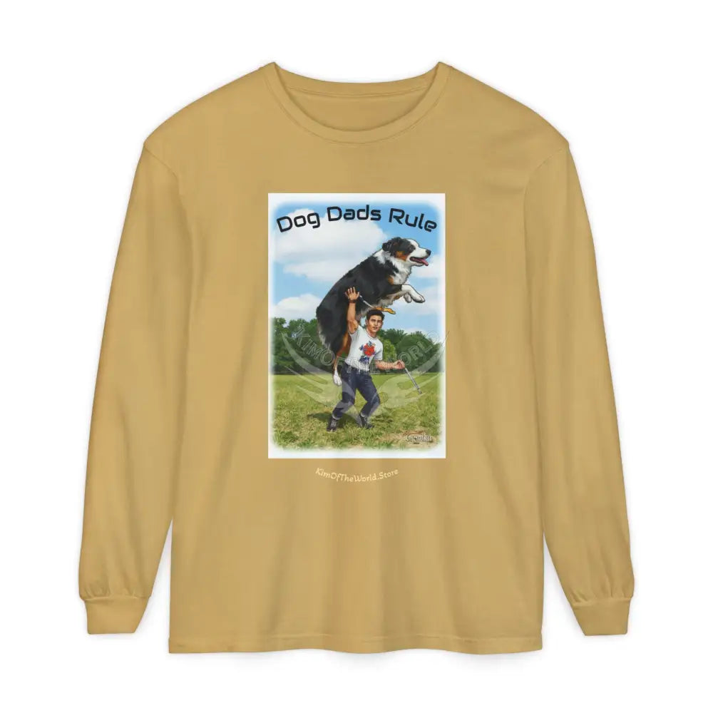 Giant Dog Men’s Tee ’Dog Dads Rule’ Long Sleeve Tee Mustard / S Long-sleeve