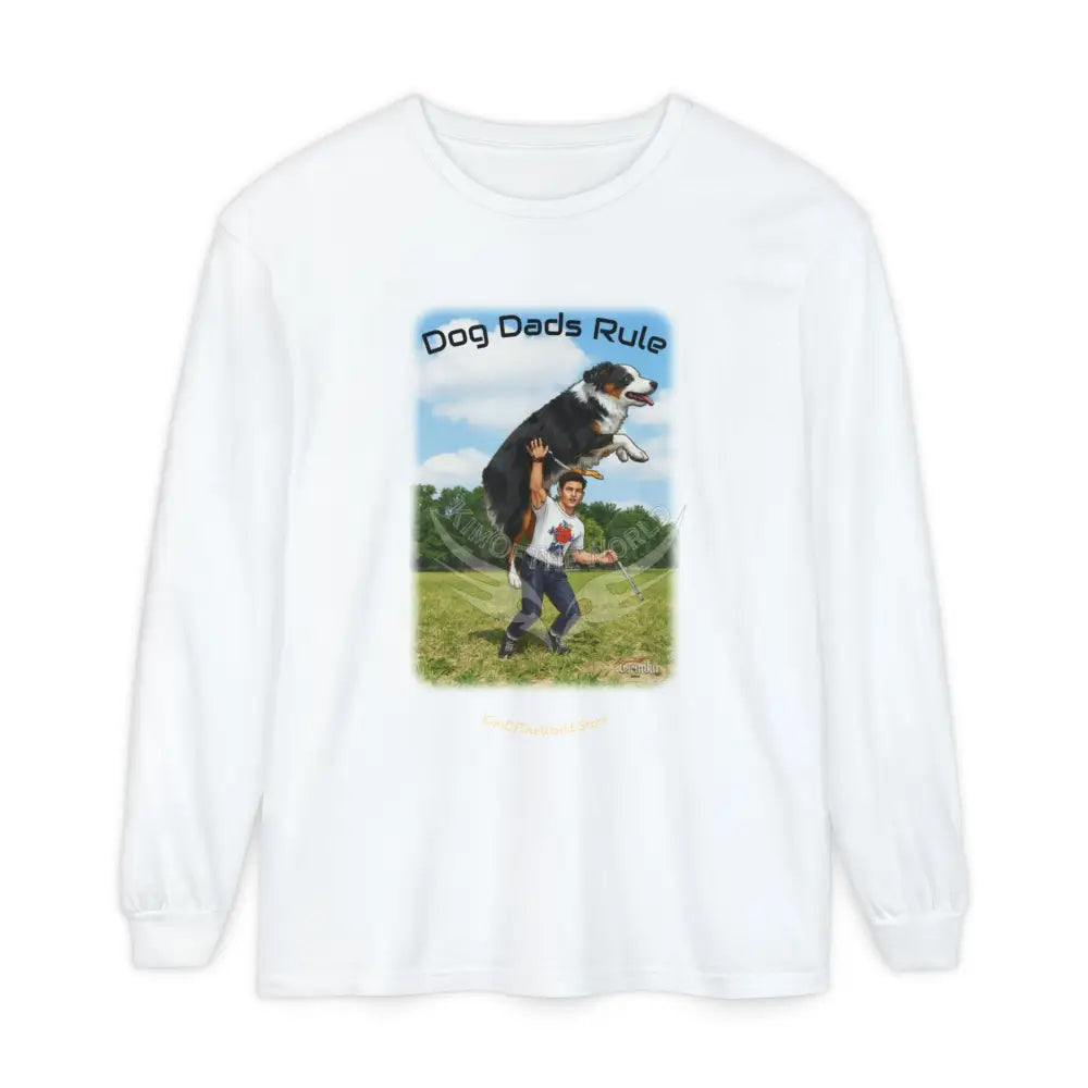 Giant Dog Men’s Tee ’Dog Dads Rule’ Long Sleeve Tee White / L Long-sleeve