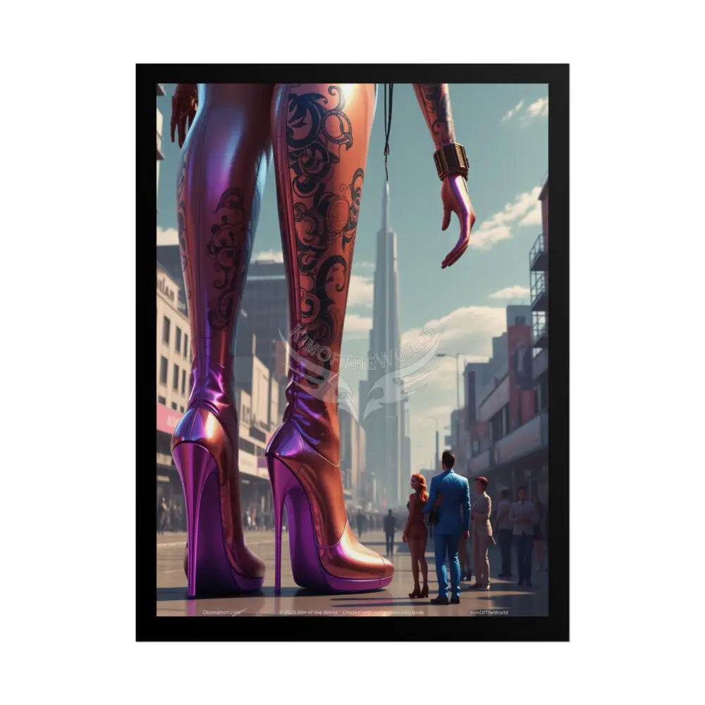 Giant Feet Tiny People - Tall Girlfriend Giantess Feet Stiletto High Heels Shoe Foot Fantasy Poster 18″ x 24″