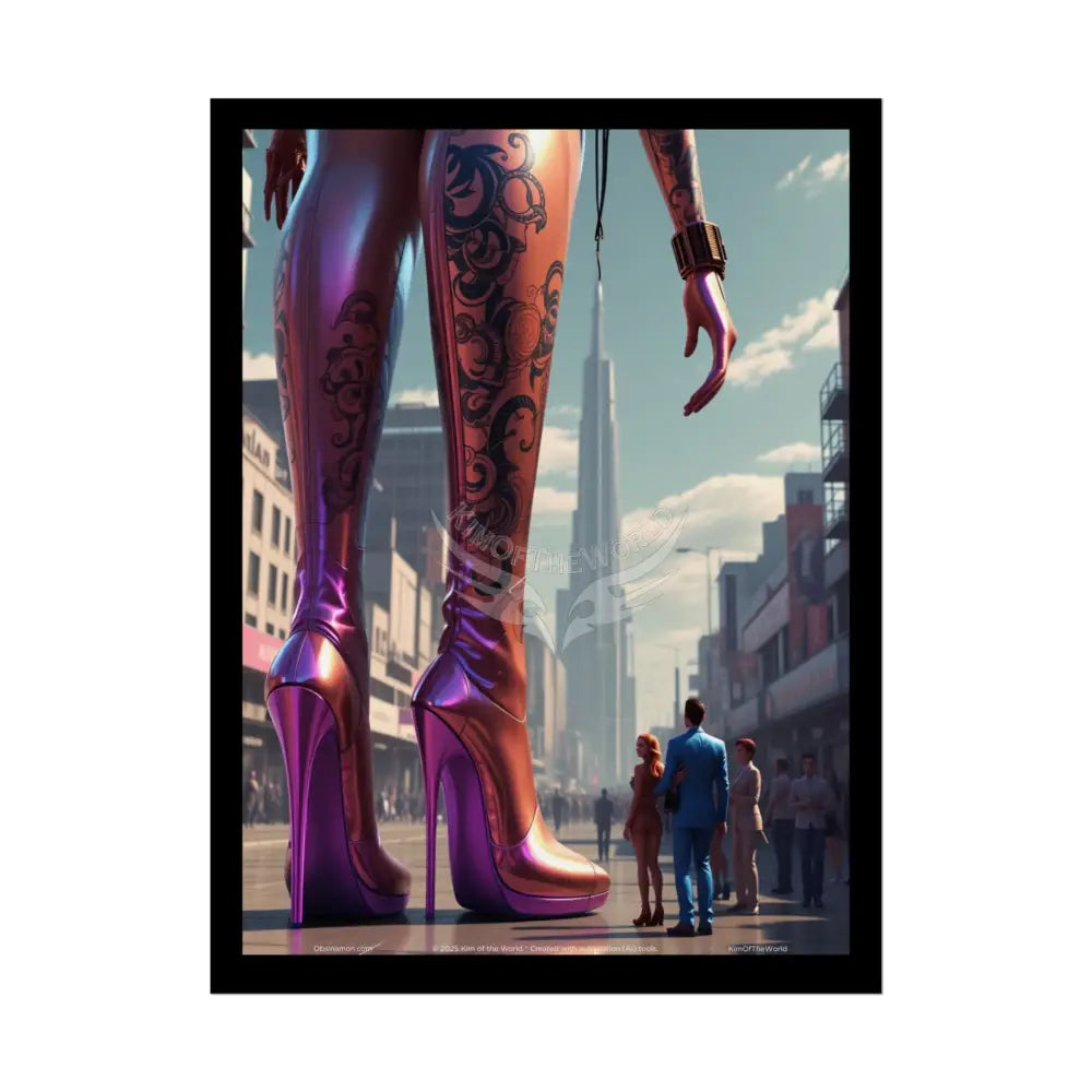 Giant Feet Tiny People - Tall Girlfriend Giantess Feet Stiletto High Heels Shoe Foot Fantasy Poster 18″ x 24″