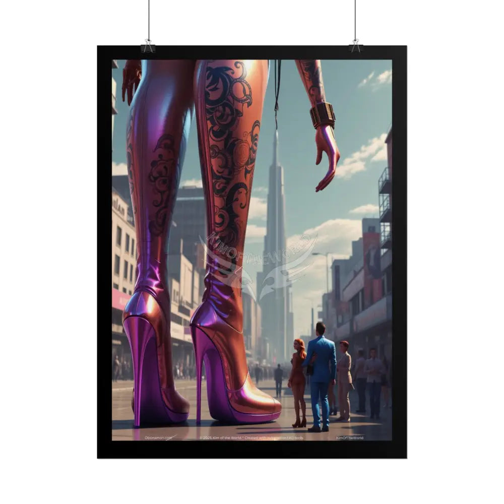Giant Feet Tiny People - Tall Girlfriend Giantess Feet Stiletto High Heels Shoe Foot Fantasy Poster Poster