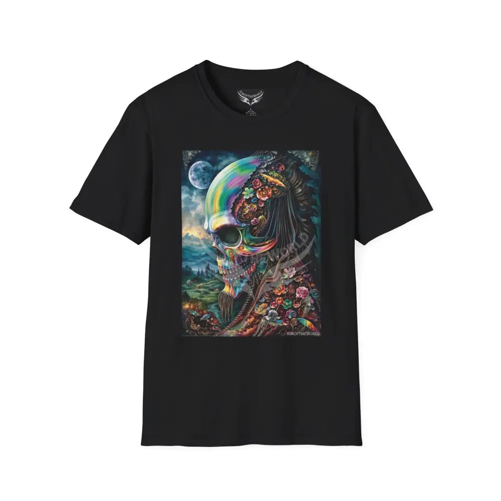 Giant Floral Skull - Softstyle T-Shirt Black / XS T-Shirt