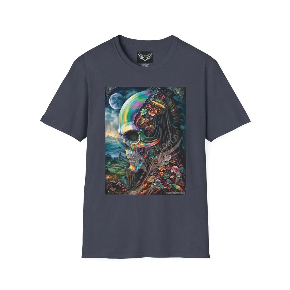 Giant Floral Skull - Softstyle T-Shirt Heather Navy / XS T-Shirt