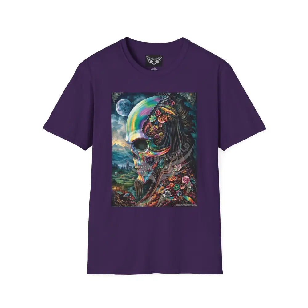 Giant Floral Skull - Softstyle T-Shirt Purple / S T-Shirt