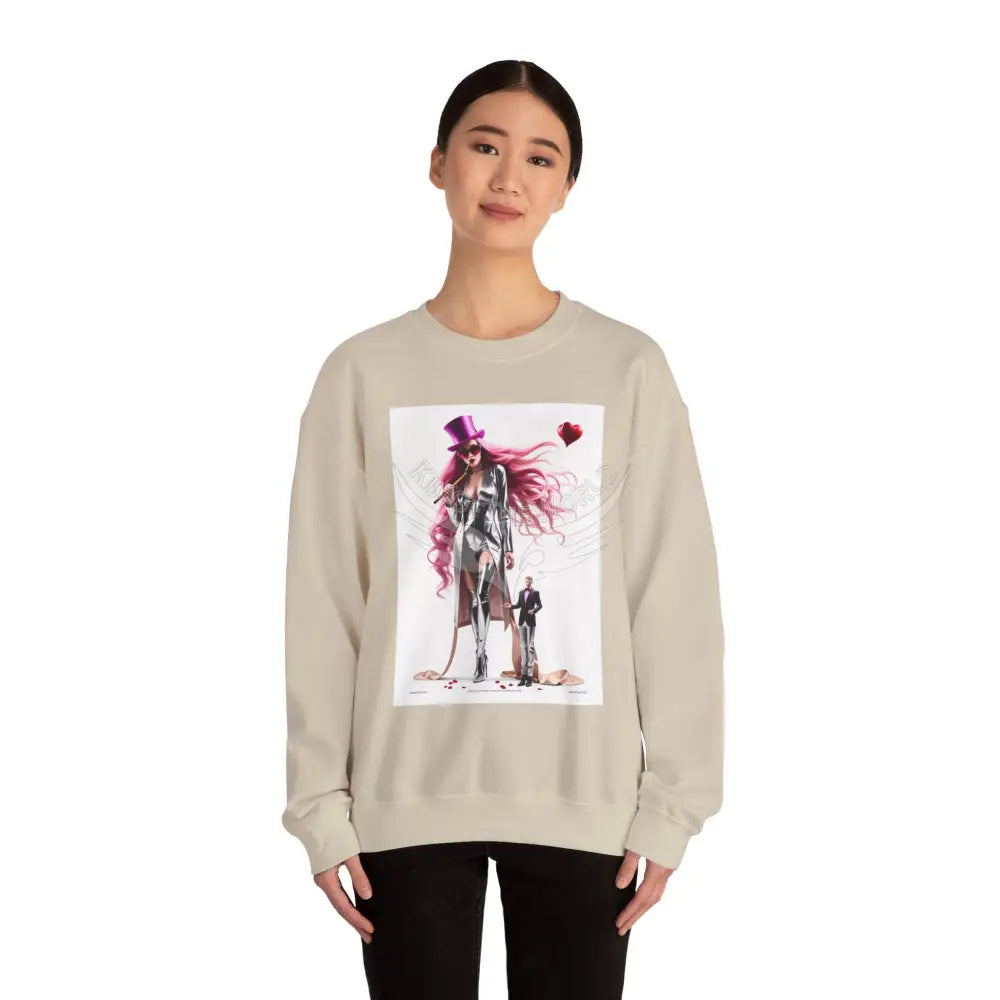 Giant Girlfriend Fantasy Signature Design Sweatshirt — Tall Giantess Fetish Art Crewneck Sweatshirt