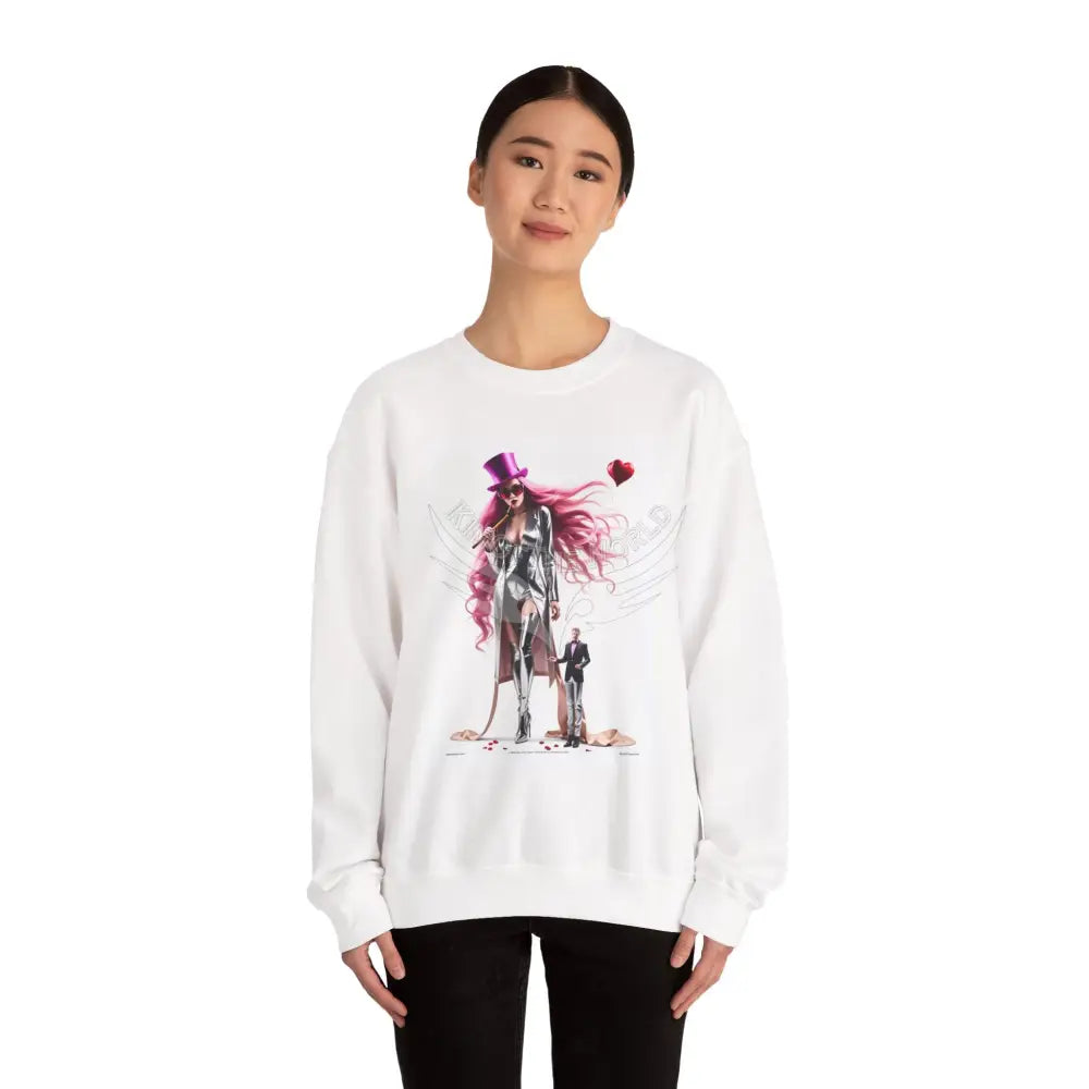Giant Girlfriend Fantasy Signature Design Sweatshirt — Tall Giantess Fetish Art Crewneck Sweatshirt