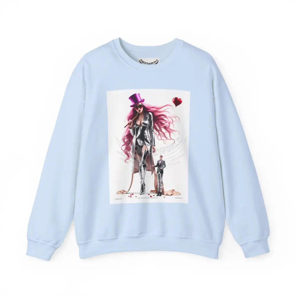 Giant Girlfriend Fantasy Signature Design Sweatshirt — Tall Giantess Fetish Art Crewneck Light Blue / S Sweatshirt