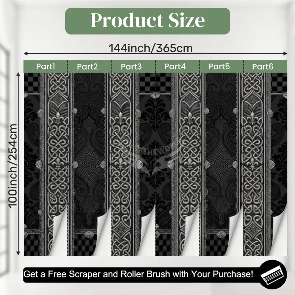 Giant Gothic Celtic Pewter Stripes Unpasted Mural Wallpaper 144’’x100’’ 144’’x100’’ Wall Coverings