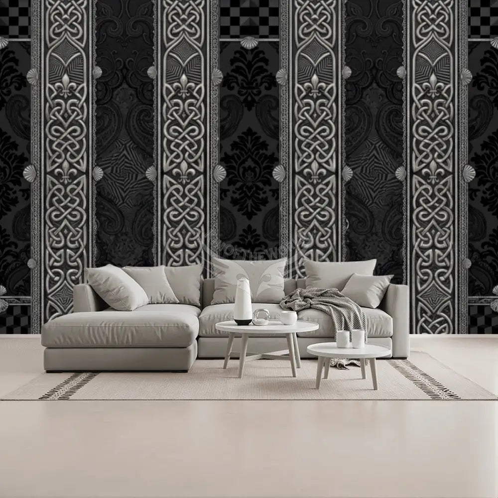 Giant Gothic Celtic Pewter Stripes Unpasted Mural Wallpaper 144’’x100’’ 144’’x100’’ Wall Coverings