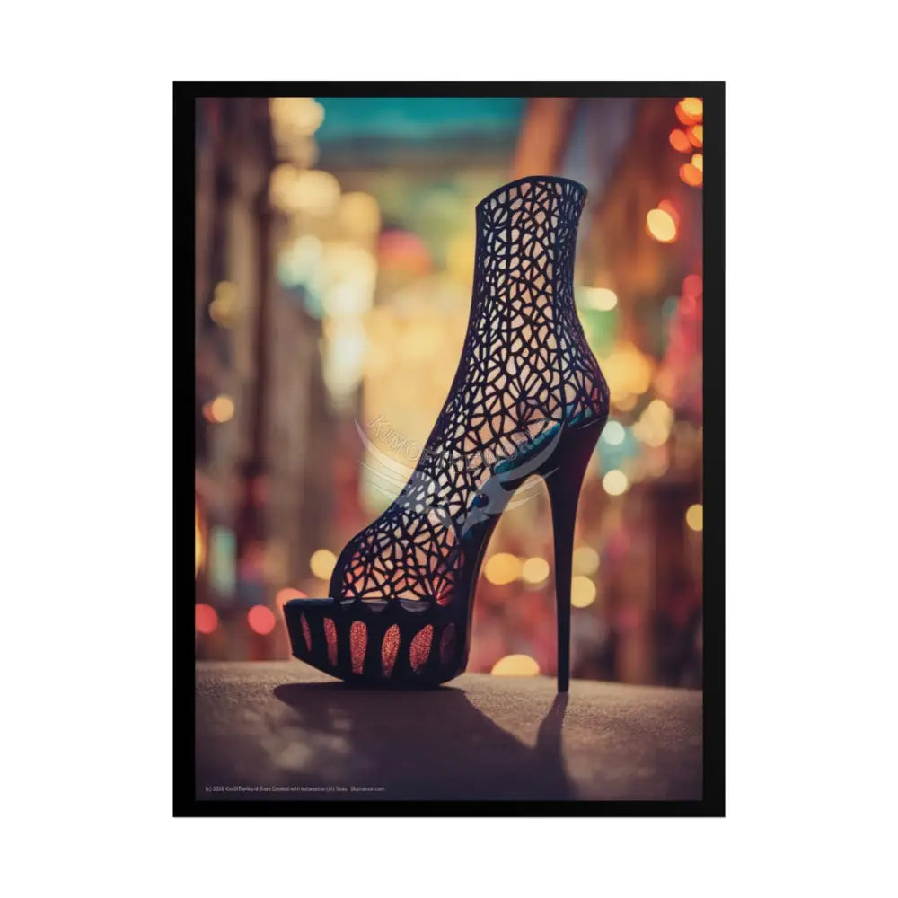 Giant Gothic Weird Steampunk High Heel Shoe - Clean Fetish Boot Feet Shoe High Heel Art Print Poster 18″ x 24″