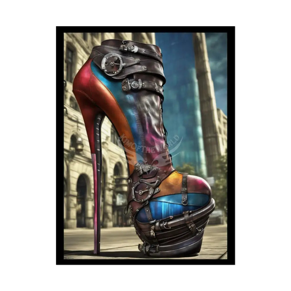 Giant Gothic Weird Steampunk High Heel Shoe - Clean Fetish Boot Feet Shoe High Heel Art Print Poster 18″ x 24″