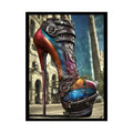 Giant Gothic Weird Steampunk High Heel Shoe - Clean Fetish Boot Feet Shoe High Heel Art Print Poster 18″ x 24″