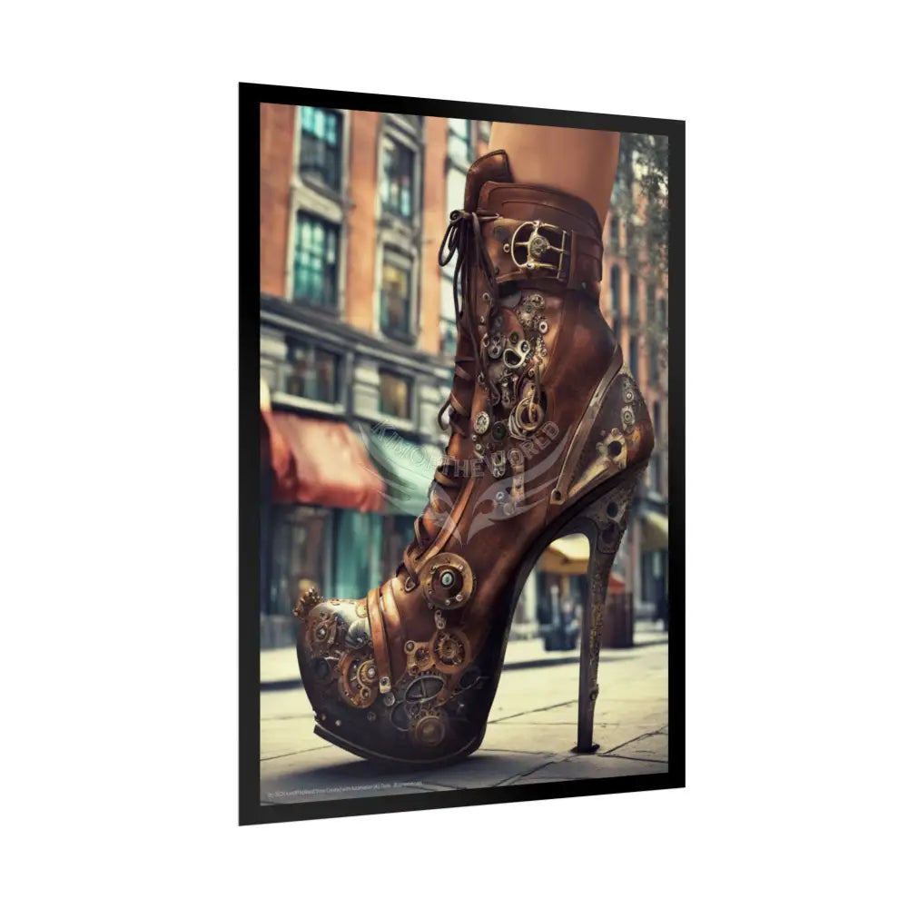 Giant Gothic Weird Steampunk High Heel Shoe - Clean Fetish Boot Feet Shoe High Heel Art Print Poster Poster