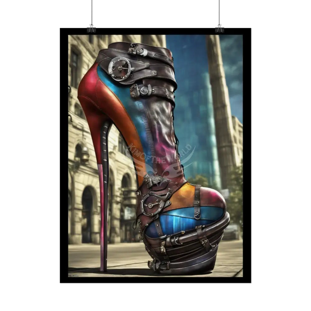 Giant Gothic Weird Steampunk High Heel Shoe - Clean Fetish Boot Feet Shoe High Heel Art Print Poster Poster