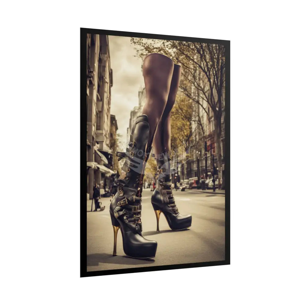Giant Gothic Weird Steampunk High Heel Shoe - Clean Fetish Boot Feet Shoe High Heel Art Print Poster Poster