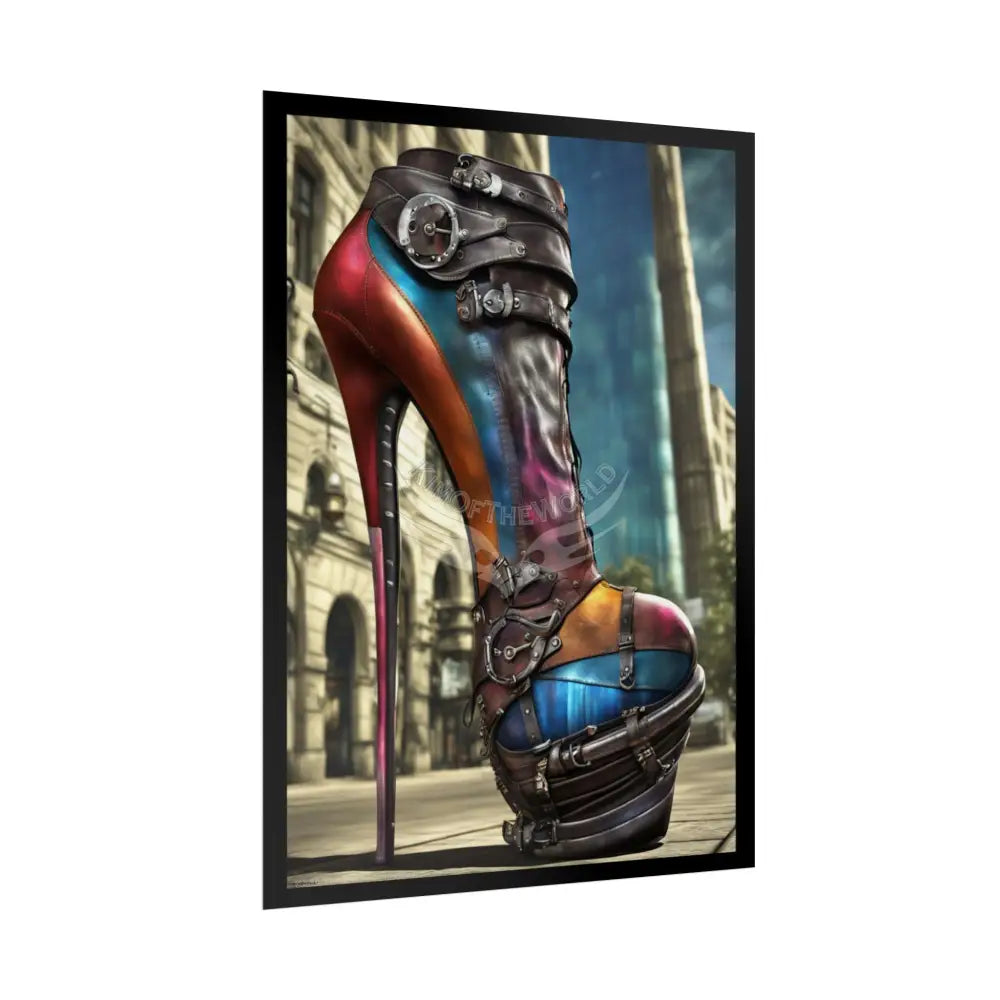 Giant Gothic Weird Steampunk High Heel Shoe - Clean Fetish Boot Feet Shoe High Heel Art Print Poster Poster