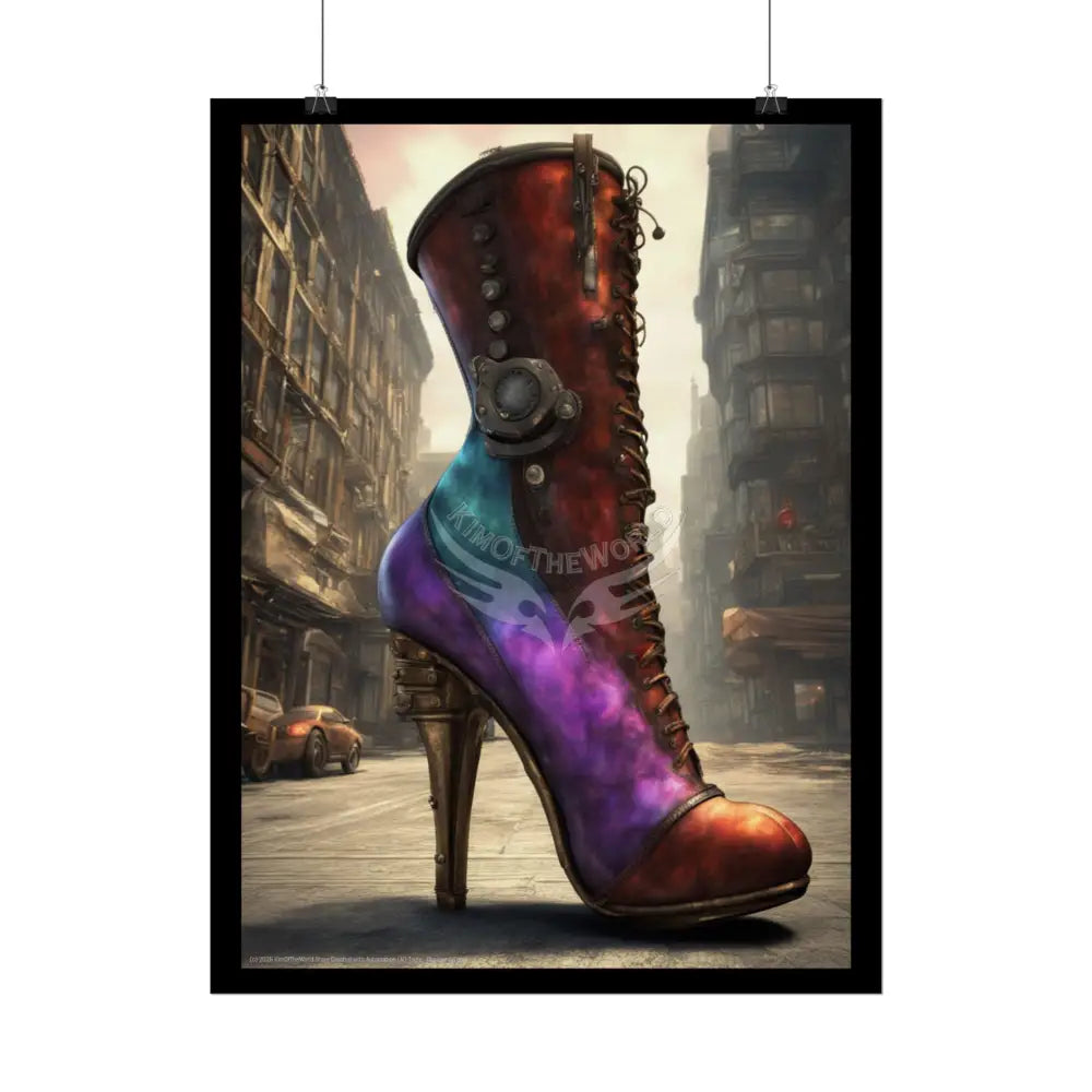 Giant Gothic Weird Steampunk High Heel Shoe - Clean Fetish Boot Feet Shoe High Heel Art Print Poster Poster