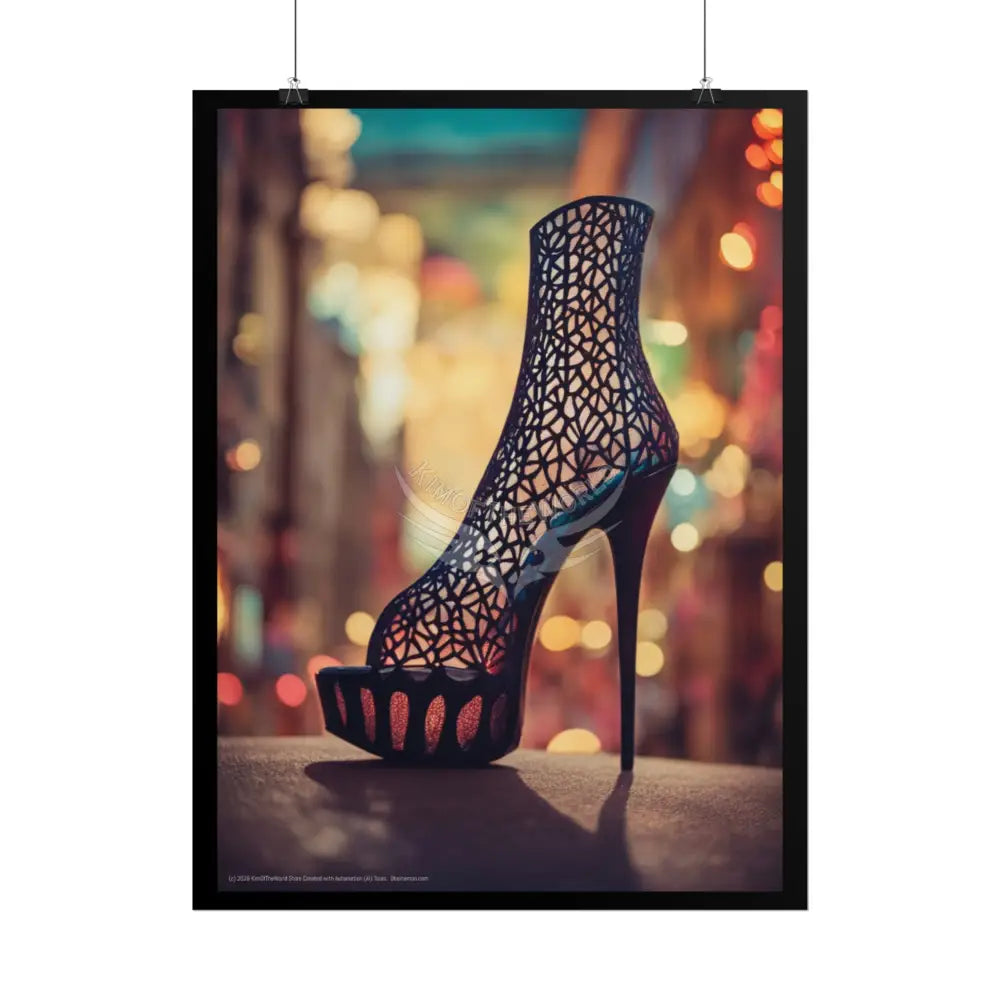 Giant Gothic Weird Steampunk High Heel Shoe - Clean Fetish Boot Feet Shoe High Heel Art Print Poster Poster