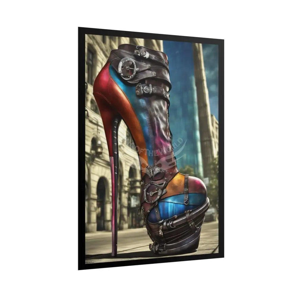 Giant Gothic Weird Steampunk High Heel Shoe - Clean Fetish Boot Feet Shoe High Heel Art Print Poster Poster