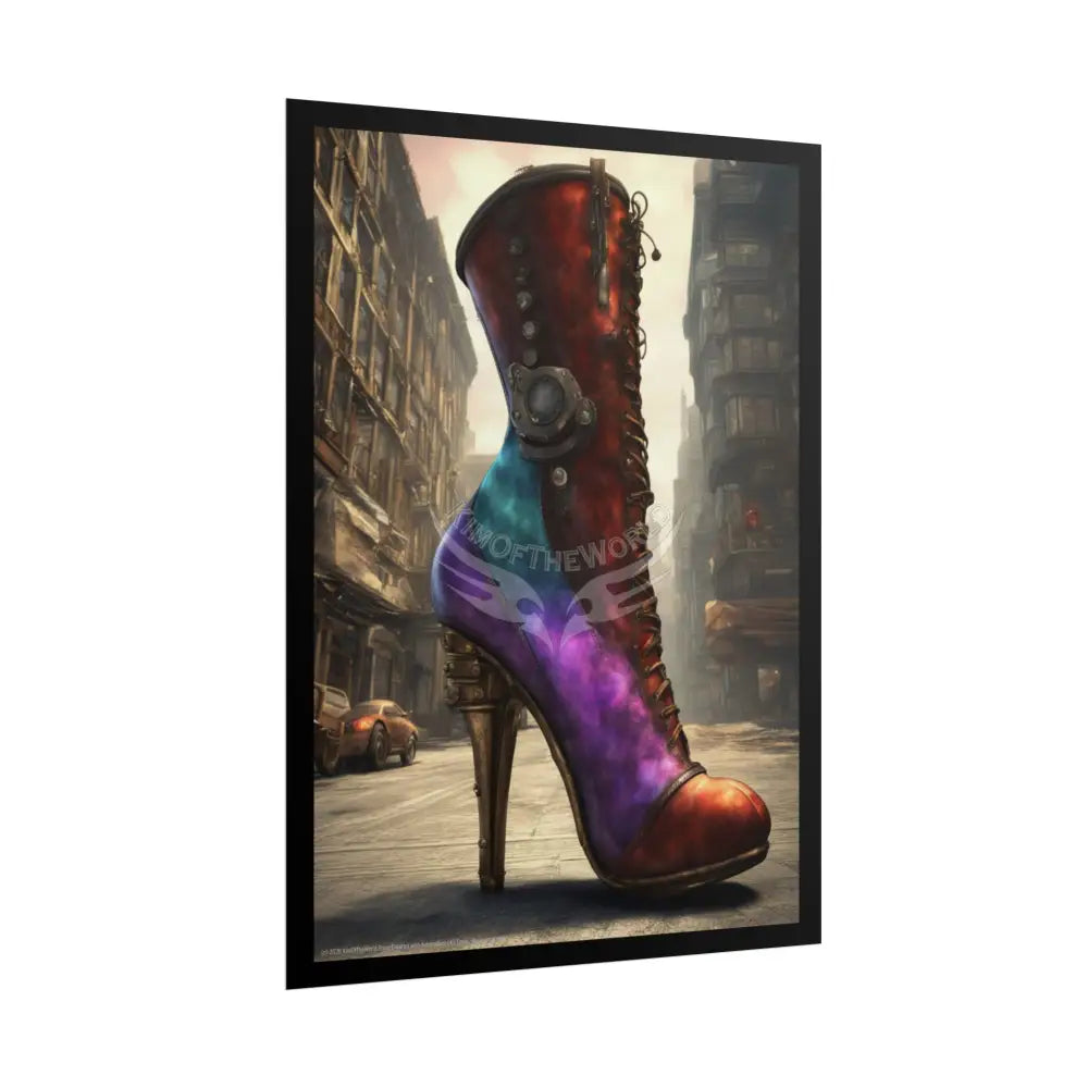 Giant Gothic Weird Steampunk High Heel Shoe - Clean Fetish Boot Feet Shoe High Heel Art Print Poster Poster