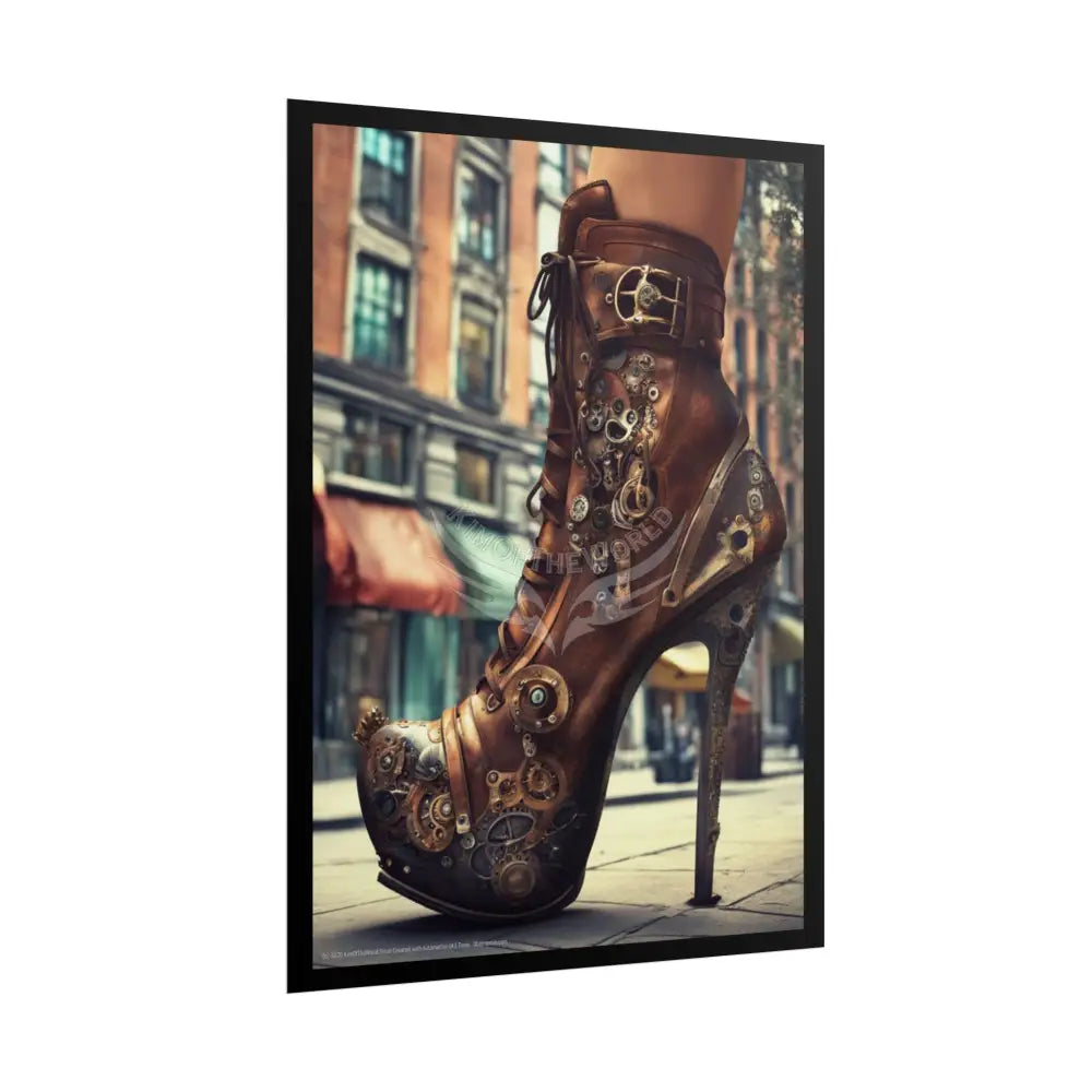 Giant Gothic Weird Steampunk High Heel Shoe - Clean Fetish Boot Feet Shoe High Heel Art Print Poster Poster