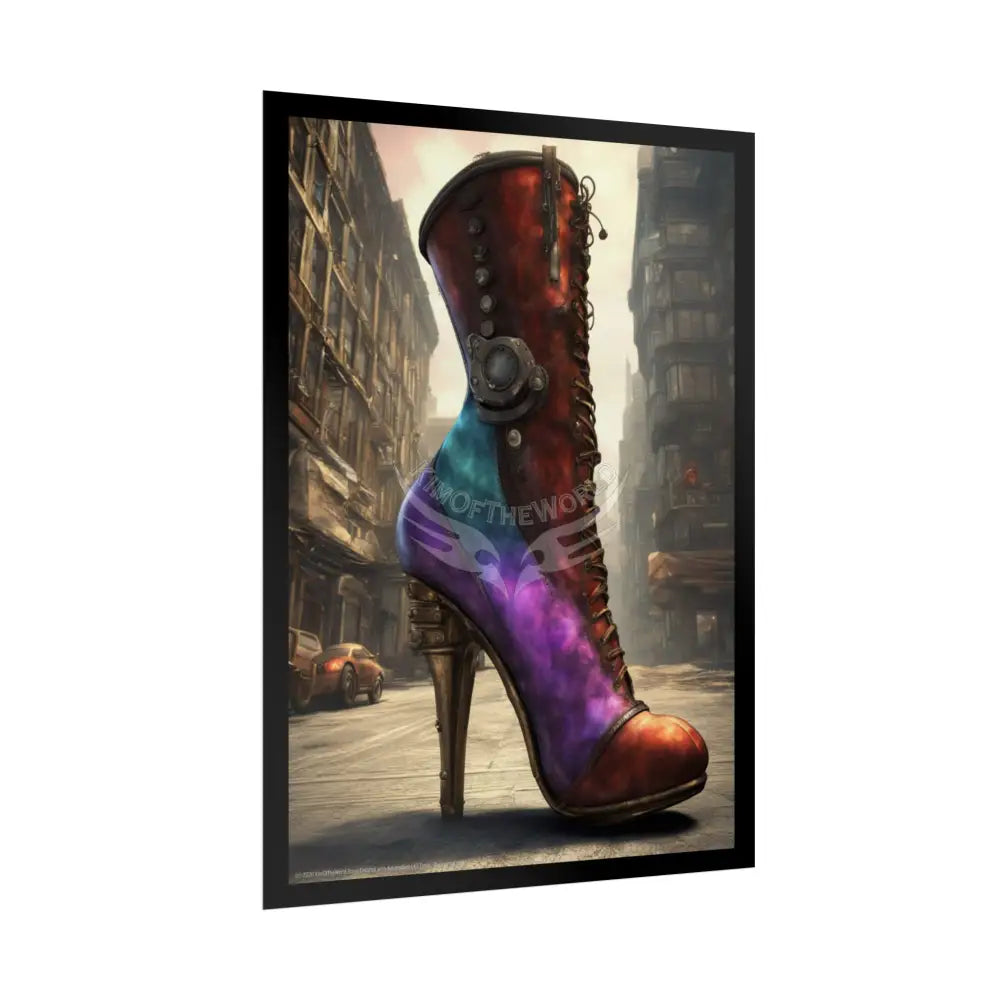 Giant Gothic Weird Steampunk High Heel Shoe - Clean Fetish Boot Feet Shoe High Heel Art Print Poster Poster