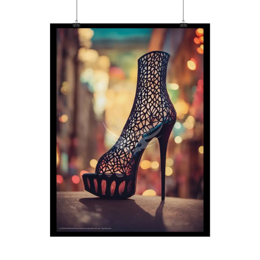 Giant Gothic Weird Steampunk High Heel Shoe - Clean Fetish Boot Feet Shoe High Heel Art Print Poster Poster