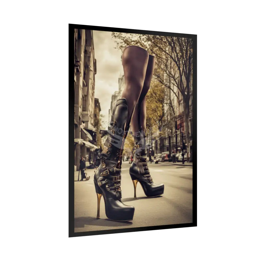 Giant Gothic Weird Steampunk High Heel Shoe - Clean Fetish Boot Feet Shoe High Heel Art Print Poster Poster