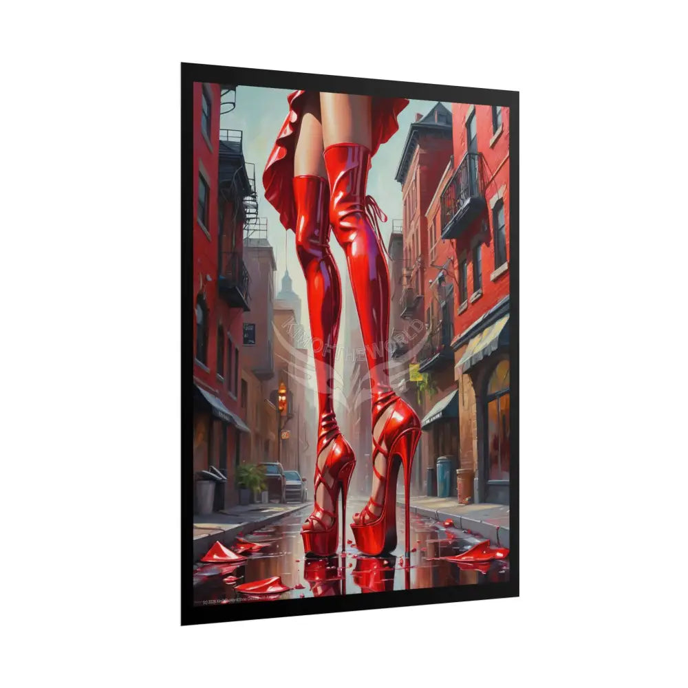 Giant Gothic Weird Steampunk High Heel Shoe - Clean Fetish Boot Feet Shoe High Heel Art Print Poster - Red Poster
