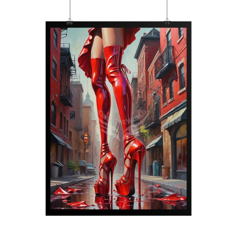 Giant Gothic Weird Steampunk High Heel Shoe - Clean Fetish Boot Feet Shoe High Heel Art Print Poster - Red Poster