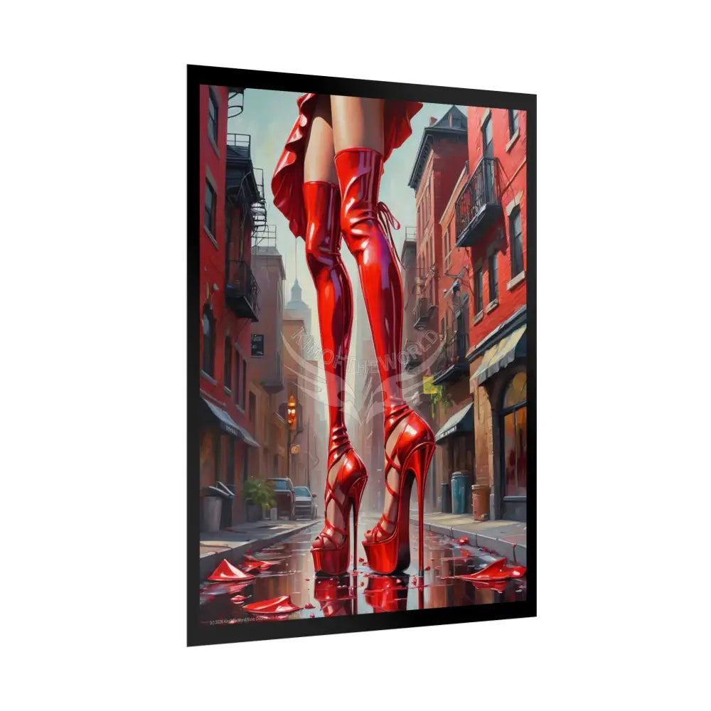 Giant Gothic Weird Steampunk High Heel Shoe - Clean Fetish Boot Feet Shoe High Heel Art Print Poster - Red Poster